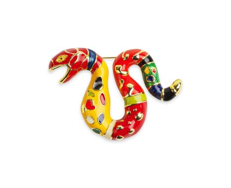 Niki DE SAINT PHALLE (1930-2002)Broche serpent 1998 signé, daté 98, numéroté 184/1000 et porte le cachet Noah' Art inc au rev