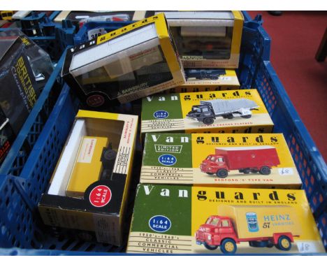 Seven Lledo Vanguards 1:64th Scale Diecast Model Vehicles, including Sainsburys Bedford's type van, boxed. 