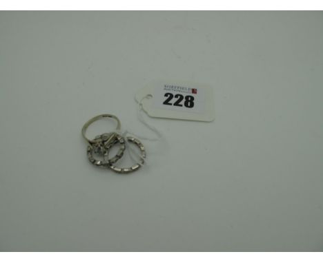 A Single Stone Ring, (cz) claw set between plain shoulders, stamped "18ct" (finger size S) (2.8grams); together with two eter