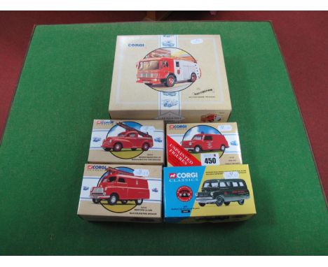 Five Corgi Diecast Model Vehicles, all Fire Service related, including #97355 The Nottingham AEC Pump Escape Fire Engine, box