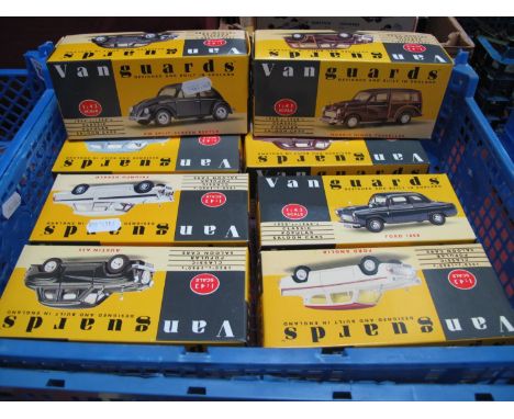 Eight 1:43rd Scale Diecast Model Vehicles, by Lledo, all Vanguards Editions including VW Split Screen Beetle, all boxed.