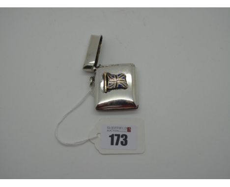 A Hallmarked Silver Vesta Case, C.E(?), Birmingham 1912, of plain rounded rectangular form with applied suspension loop and b