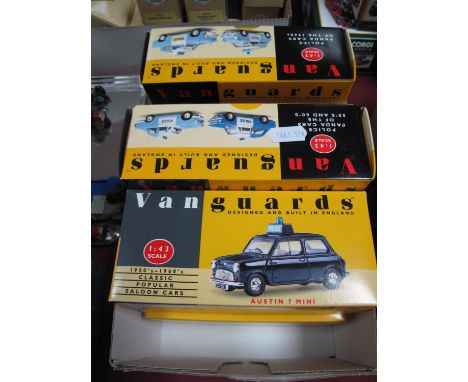 Six Lledo 'Vanguards' Diecast Model Police Vehicles, including 1:43rd Scale Police Panda Cars of The 1960's, boxed.