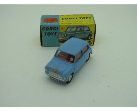 Corgi Toys No 226 Mini Minor, in light blue, overall good plus, chipping to raised edges, paper stickers applied, boxed, some