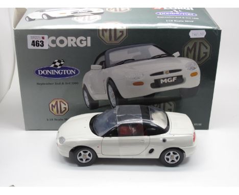 A Corgi 1:18th Scale Diecast Model #95100 MG MGF 'Donnington' Edition, boxed, missing wooden display plinth.