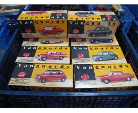 Eight 1:43rd Scale Diecast Model Vehicles, by Lledo, all Vanguards Editions including Hillman Imp, boxed.