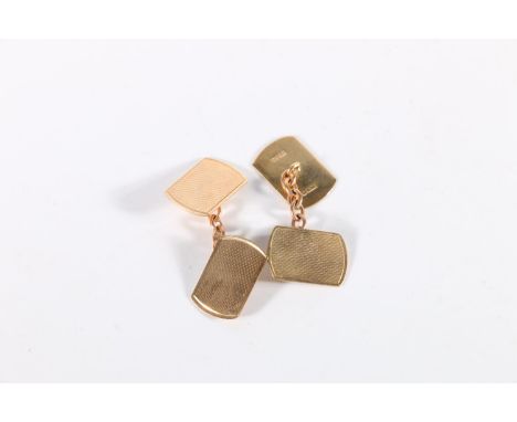 Pair of 9ct gold engine turned cufflinks, Payton, Pepper and Sons Ltd, Birmingham, 4g. 