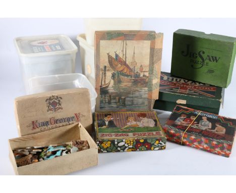 Vintage jigsaws to include Chad Valley 'A Chip Off The Old Block', Zig-Zag Puzzle 'The Old Cathedral Town', Victory 'A Hearty