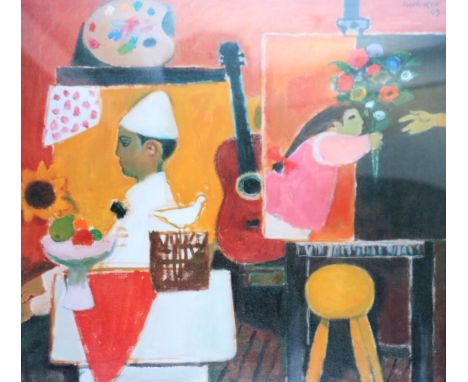 After ALBERTO MOROCCO&nbsp;OBE FRSA FRSE RSW RP RGI LLD (Scottish 1917-1998), The Studio with Lay Figure (1993), print, 36cm 