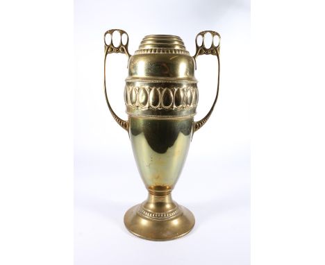 C K &amp; Co Teil of Holland, a brass twin-handled vase, 43cm tall.&nbsp; 