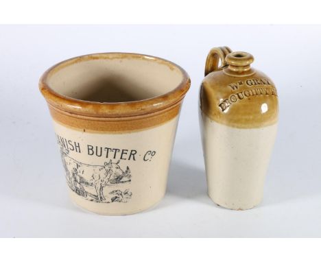 Stoneware 4lb measure with 'The Danish Butter Company' advert decal, 16cm tall, and a William Gray of Broughty Ferry stonewar