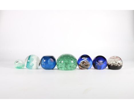 Group of six Caithness Scottish art glass paperweights to include Alien 1358/2000, 20,000 Leagues 115/500, Tidal Wave, Moon C