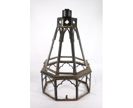Cast metal pendant lantern, believed to have originally been hung in a church, 70cm tall.&nbsp; 
