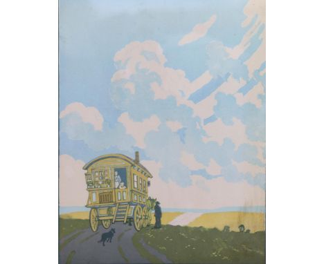 JOHN HALL THORPE (1874-1947), The Caravan, woodblock print, pencil signed lower right, 34cm x 26cm. 