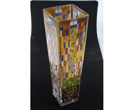Goebel Artis Orbis Gustav Klimt design art glass vase, 38cm tall. 