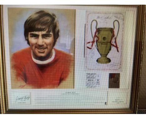 George Best Signed Framed Print: 1996 Limited Edition print by Heather G Harman. Autograph of George Best.