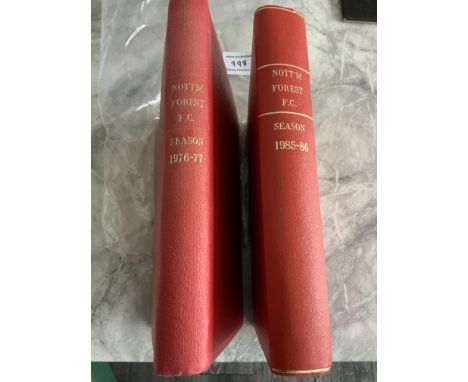 Nottingham Forest Bound Volumes Of Football Programmes: 85/86 and 76/77 which consists of all first team homes including Angl