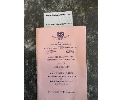 1963 FA Cup Final Programme Of Arrangements: Manchester United v Leicester City issued to Maurice Setters with information in