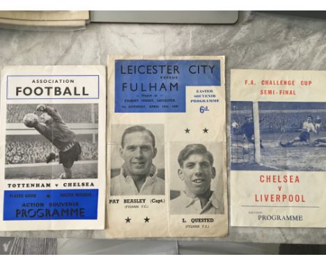 Pirate Football Programmes: 67/68 Tottenham v Chelsea, 64/65 FA Cup Semi Final Chelsea v Liverpool and 48/49 Leicester v Fulh