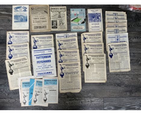 Tottenham Football Programmes: Aways at 48/49 Luton, 52/53 Cardiff Newcastle, 61/62 Pirate Spurs v Blackburn + Feyenoord, 6 h