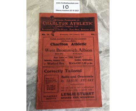 30/31 Charlton v West Brom FA Cup Replay Football Programme: Very good condition with writing to team page. Light fold. West 