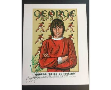 George Best Northern Ireland Signed Football Print: Philip Neill Limited Edition A4 print named George Pride of Ireland. No 1