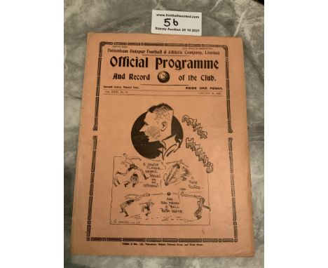 1938/39 Tottenham v West Brom Football Programme: Good condition 4 page league match with no team changes. Wear to small part