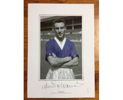 Jimmy Greaves Signed Chelsea Football Print: Ltd edition number 194/200. Depicts Greaves in Chelsea kit stating he scored 100