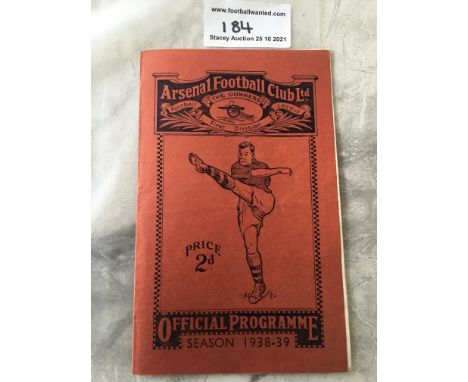 38/39 Arsenal v Manchester United Football Programme: Excellent condition with season ticket application inside. No team chan