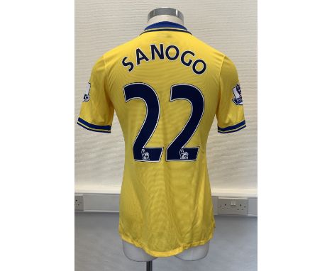 Sanogo Arsenal Match Worn 2013/2014 Football Shirt: Yellow short sleeve Premier League shirt worn v Fulham which according to