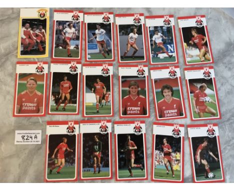 Liverpool 86/87 Set Of Crown Paint Football Cards: Hard to obtain set of 17 with all but 2 having details of featured player 