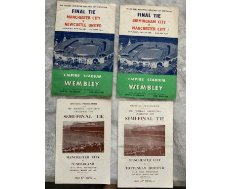 Manchester City 1950s Big Match Football Programmes: FA Cup Semi Finals 1955 Sunderland light fold, 1956 Tottenham fold and f