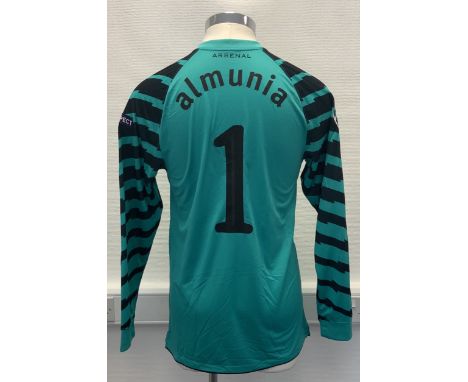 Alumina Arsenal Goalkeeper 2010/2011 Match Issued Football Shirt: Green long sleeve Champions League shirt.