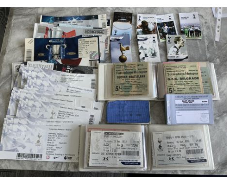 Tottenham Football Ticket Collection: Mainly modern but does include 1962 FA Cup Final and 4 early 60s European homes. 11 hom