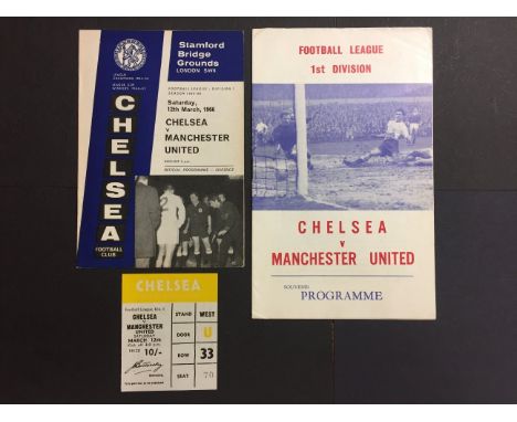 65/66 Chelsea v Manchester United Football Programmes + TIcket: Official and pirate programmes plus ticket for the league mat