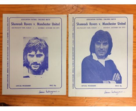 73/74 Shamrock Rovers v Manchester United Football Programme: Dated 15 10 1973. Specially arranged challenge match for George