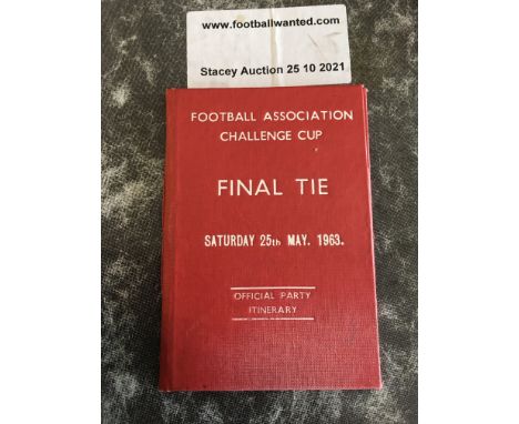 Manchester United 1963 FA Cup Final Official Party Itinerary: Hardback red small booklet  issued to the Man Utd travelling of