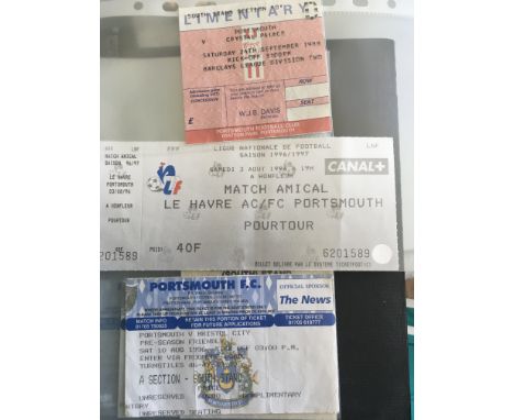 Portsmouth Football Tickets: Home and away with duplication often from the 90s to the early millennium. Kept neatly in 3 disp