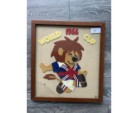 1966 Football World Cup Willie Framed Display: Rare item which must have been made from an official knitting pattern. Frame m