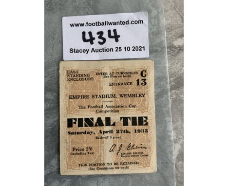 1935 FA Cup Final Football Ticket: West Brom v Sheffield Wednesday in excellent condition.