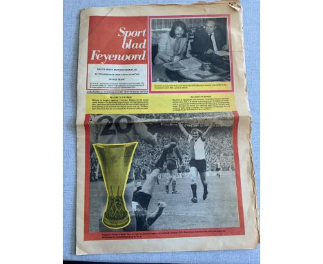 1974 Feyenoord v Tottenham UEFA Cup Final Programme: The free 12 page Sport Blad Feyenoord edition with one edge having a bit