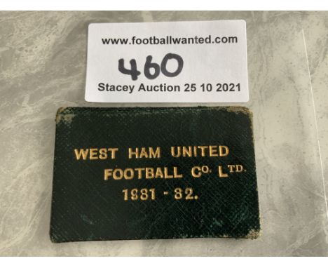 1931/32 West Ham Directors Box Season Ticket: Dark green with gold embossing stating West Ham United Football Co Ltd 1931-32.