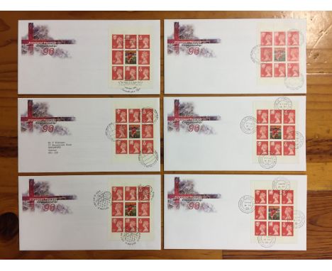 George Best First Day Covers: European Championship 1996. Panel booklet pane with George Best stamp on each cover. (4)