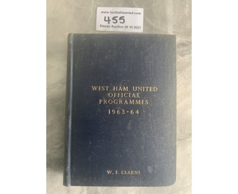 63/64 West Ham Bound Volume Of Home Football Programmes: Rare chance to obtain official bound volume owned by the Cearns fami