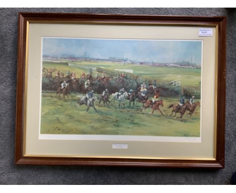 Horse Racing Framed Pictures: 3 very large quality framed prints. The Grand National ltd edition print by Claire Burton, Chel