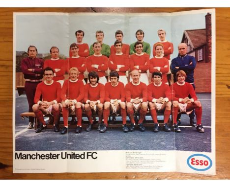 Esso 1970 Team Photo Of Manchester United: Measuring 38 x 30 cm in colour with folding.