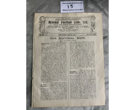 1919/1920 Arsenal v West Brom Football Programme: Ex bound 4 page sheet in good condition with no writing. West Brom were fir