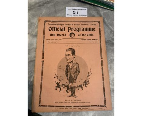 1928/29 Tottenham v West Brom Football Programme: Very good condition 4 page league match with no team changes. Ex bound with