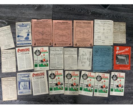 1940s Fulham Football Programmes: Includes aways at 44/45 Portsmouth, 43/44 44/45 45/46 Tottenham. Mixed conditions with some