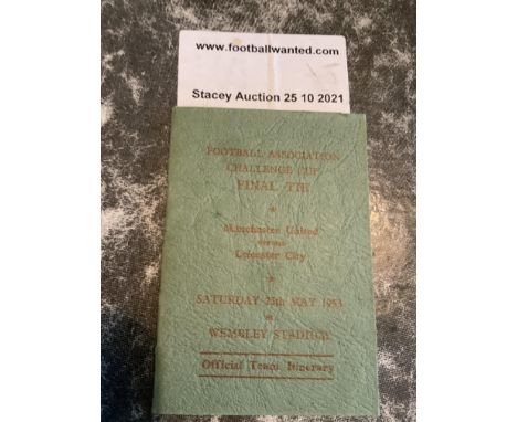 Manchester United 1963 FA Cup Final Players Itinerary: Soft green cover small booklet issued to the Man Utd travelling player